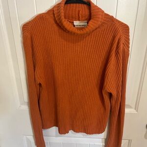 Kathy Ireland Orange Ribbed Women's Turtleneck Sweater EUC Vintage 90s Y2K Cozy